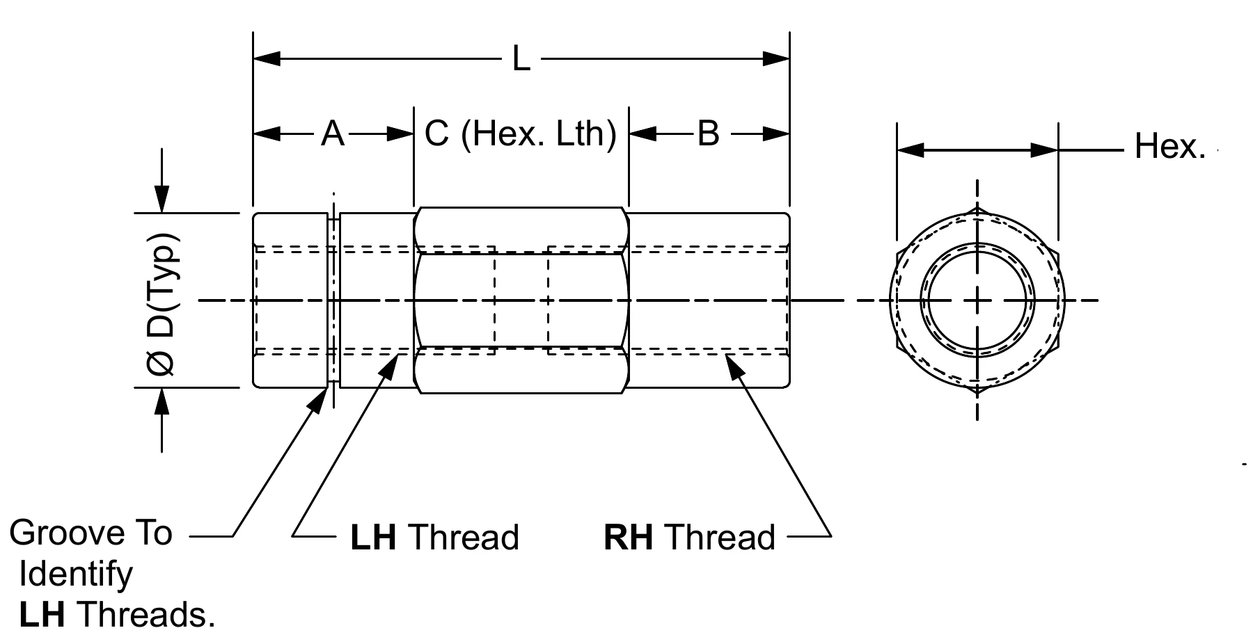 BSA-2.50-8R-8L dimension drawing 1