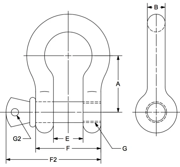 D-Ring Shackle dimension drawing 1